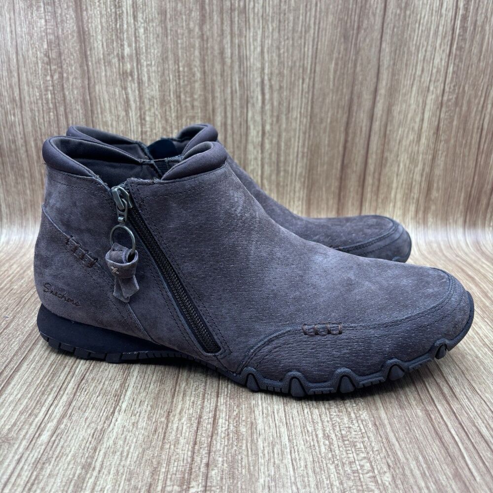 Skechers Relaxed Fit‎ Bikers Zappiest Suede Leather Ankle Boot Women's 11 Brown